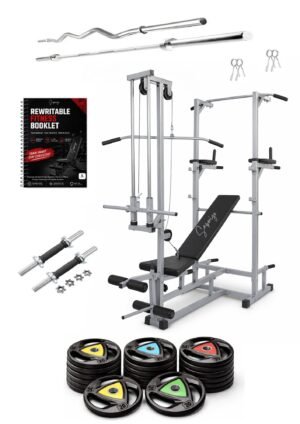 Saporigo 20-in-1 Multi-Workout System with Complete Weight & Rod Combo and Guided Fitness Notebook