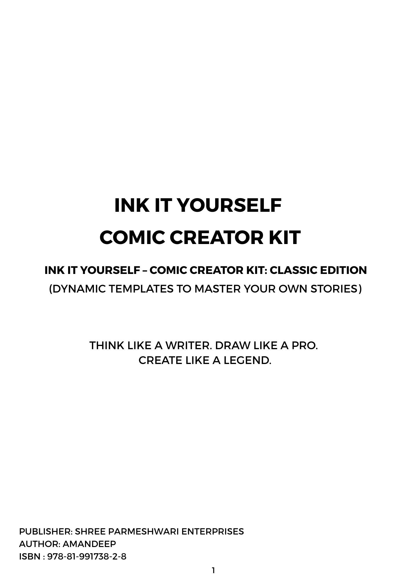Saporigo Ink It Yourself Comic Creator Kit Classic Edition | 122 Pages | Blank Comic Book & Graphic Novel Journal | DIY Manga & Cartoon Strip Templates | Spiral Bound | ISBN 978-81-987846-9-8 - Image 2