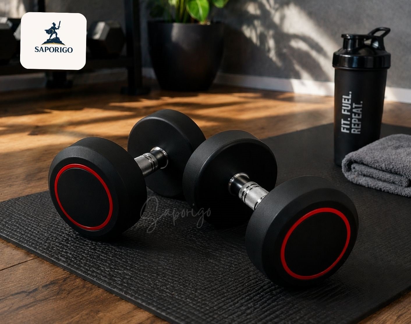 Saporigo Bouncer Rubber Coated Dumbbells Pair – Anti-Slip Home Strength Training Weights - Image 6