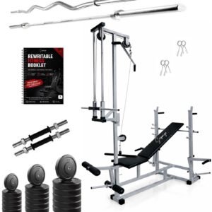 Saporigo 20-in-1 Heavy Duty Gym Double Support Bench with Complete Pro-Weight & Rod Combo