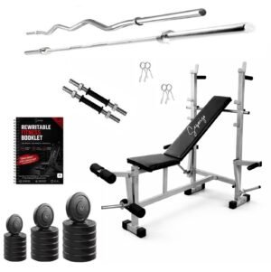 Saporigo 20-in-1 Multifunction Gym Bench with Pro-Weight & Rod Combo Complete Home Gym Setup