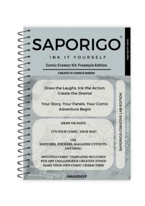 Saporigo Ink It Yourself Comic Creator Kit Freestyle Edition | 176 Pages | Blank Comic Book for Artists | Open Layouts for DIY Comics, Webtoons & Graphic Novels | Spiral Bound | ISBN 978-81-987846-6-7