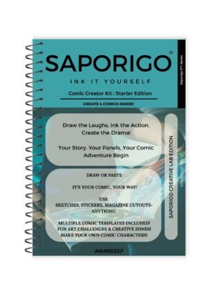 Saporigo Ink It Yourself Comic Creator Kit Starter Edition | 98 Pages | DIY Blank Comic Book Journal | Beginner Drawing & Storytelling Workbook | Spiral Bound | ISBN 978-81-987846-0-5