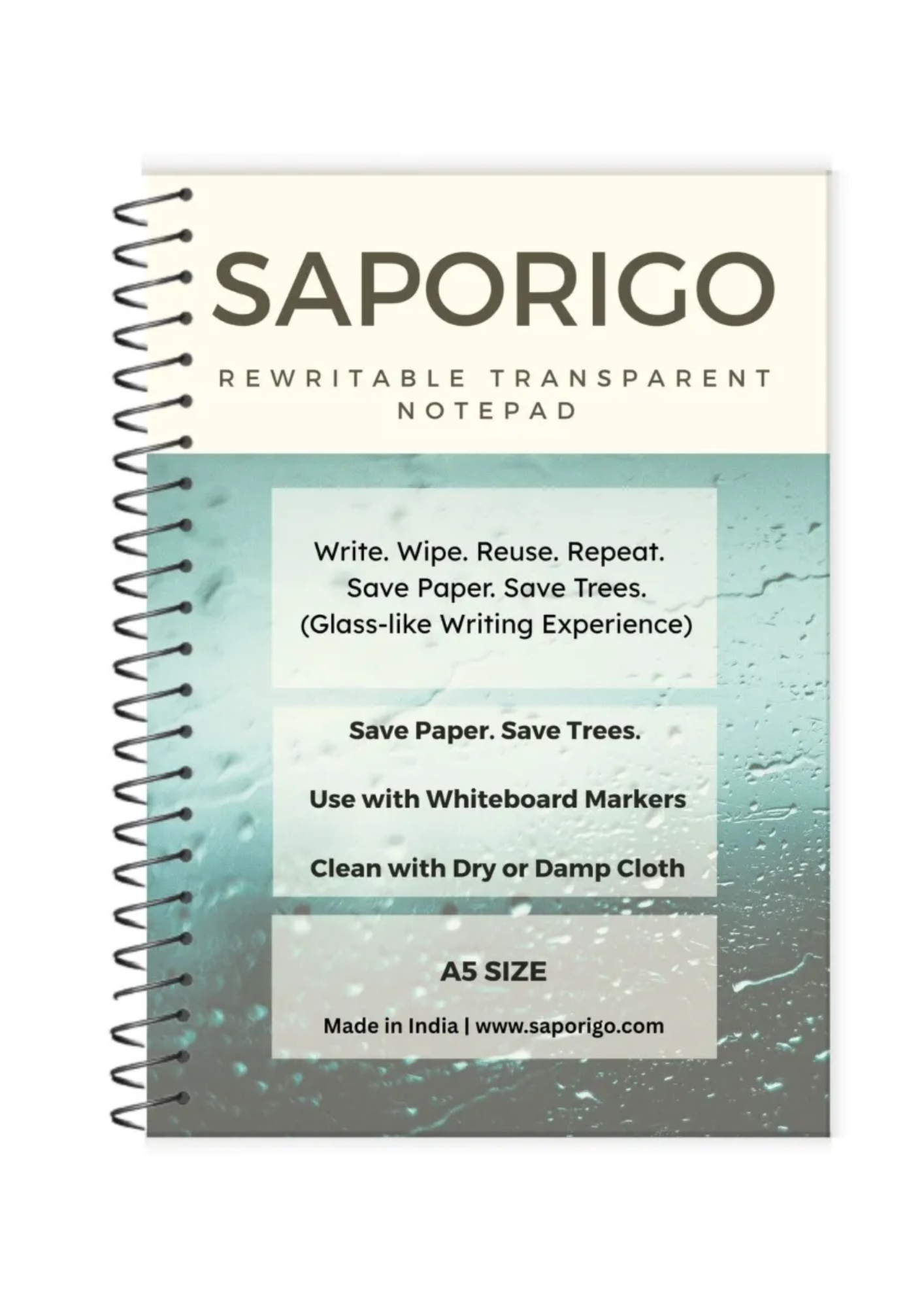 Saporigo Transparent Notebook Spiral Bound