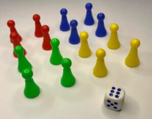SAPORIGO Premium Ludo Game Accessories Set | 16 Multicolor Pawns (Tower Shape) with Dice | Replacement Tokens