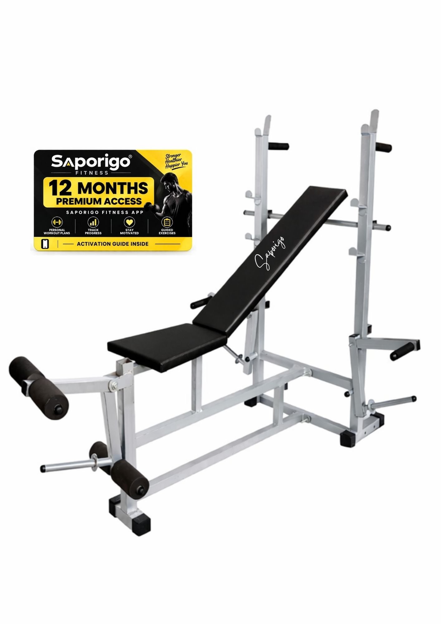 Saporigo 8-in-1 Double Support Adjustable Gym Bench with Leg Developer | 260 KG Capacity - Image 5