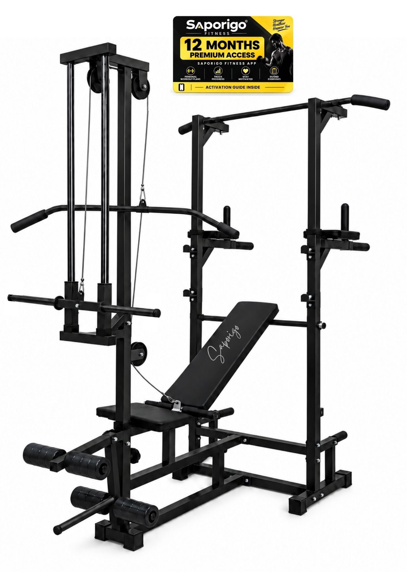 Saporigo 20-in-1 ABS Tower & Adjustable Gym Bench | Home Gym Workout System + Fitness Premium - Image 2