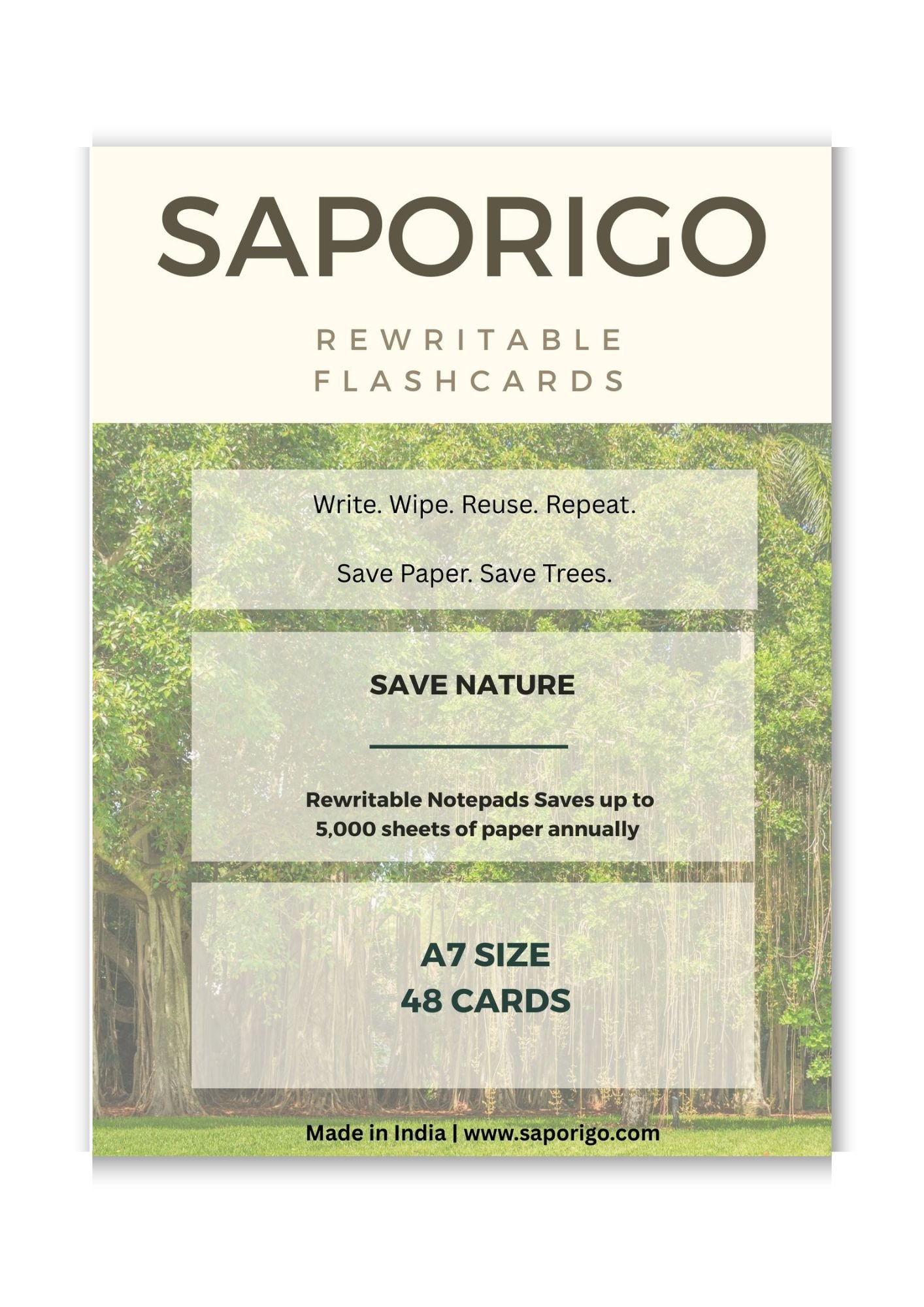 SAPORIGO Reusable Blank Flash Cards | Write & Wipe with Whiteboard Marker | 100 GSM Coated Paper - Image 4