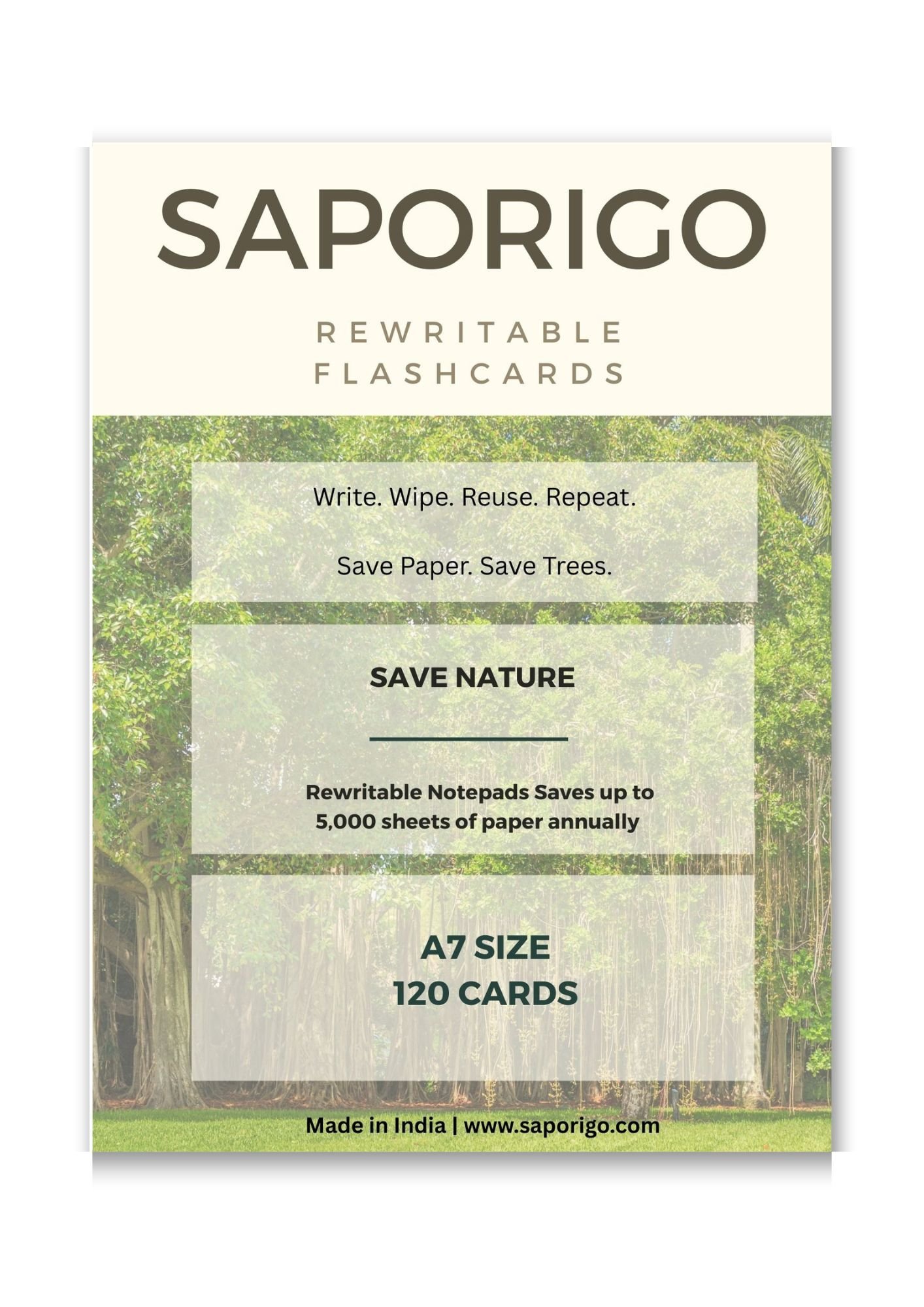 Saporigo Reusable Whiteboard Flash Cards