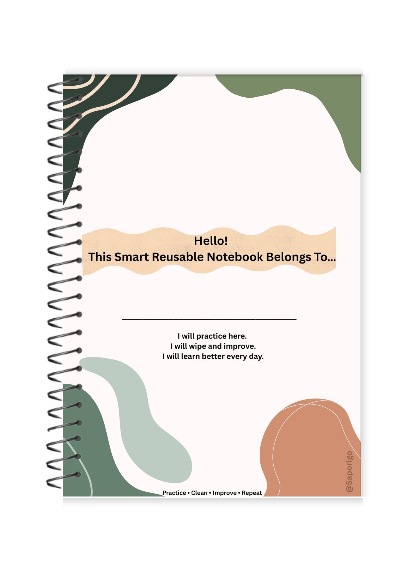 SAPORIGO Semi-Rewritable Notebook A4 (Blank Sheets) – Reusable Pages | Write with Ball Pen, Clean with Sanitizer | Paper-Based | Study, Notes & Practice Notebook - Image 5