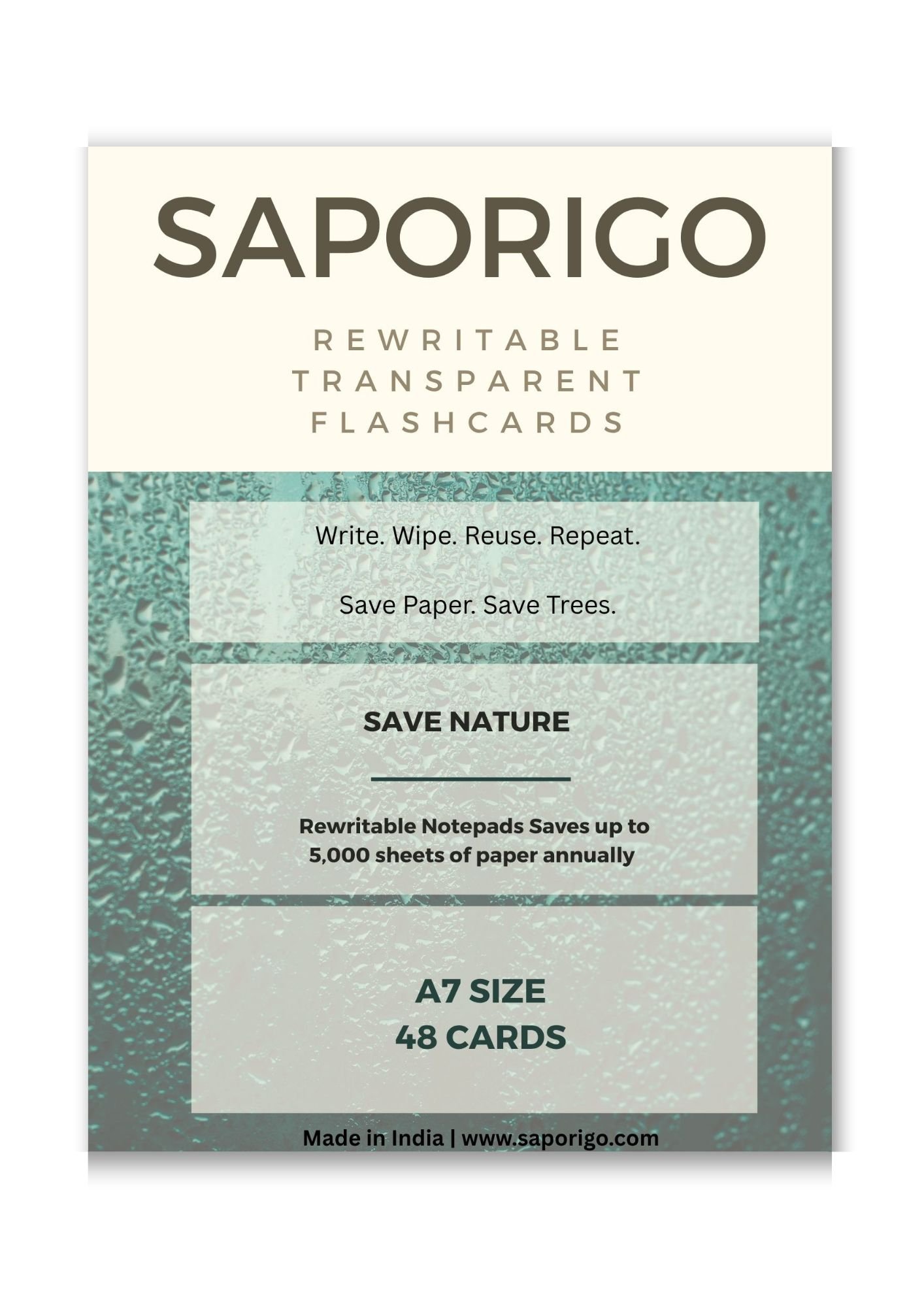 SAPORIGO Transparent Rewritable Flash Cards A7 Size | Clear Wipe-Clean Study & Tracing Cards - Image 7