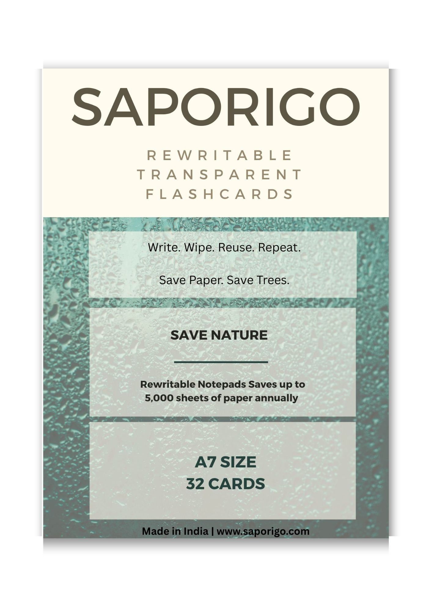 SAPORIGO Transparent Rewritable Flash Cards A7 Size | Clear Wipe-Clean Study & Tracing Cards - Image 8